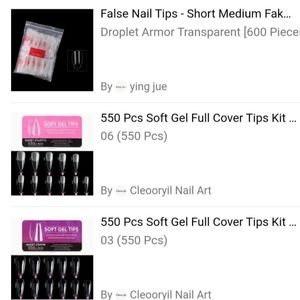 Lot of 3! Soft Gel Tips Full Cover Nails Coffin, Stiletto,Droplet(Almond) gelish